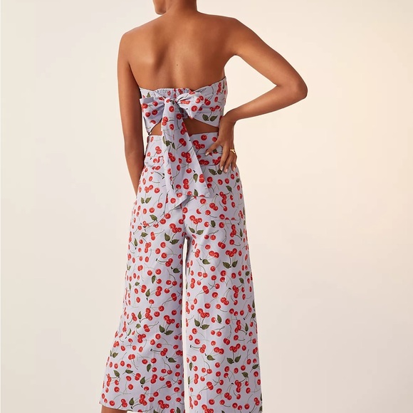 Maeve Anthropologie Cherry Print Cotton 2 Piece Crop Top Set NWT Size 6 - Picture 2 of 12